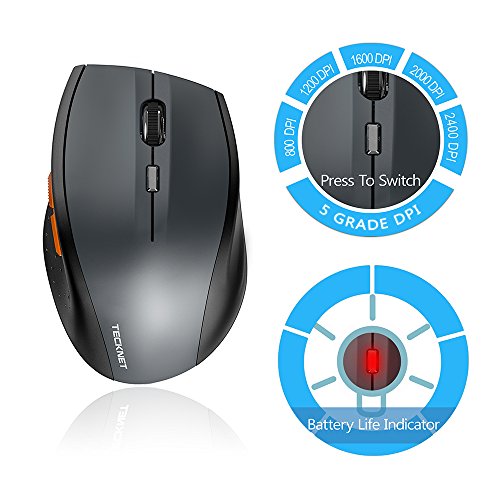 TeckNet Classic M002 Nano Wireless Mouse, 6 Buttons, 18 Month Battery Life, 2400 DPI 5 Adjustment Levels