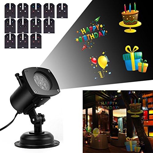 Yizhou Rotating Projection Film Led Christmas Decoration Lights IP65 Waterproof with 12 pcs Pattern Lens Wall and Tree Christmas Halloween Wedding Birthday Holiday Garden Landscape Outdoor or Indoor Decoration Projection Light with Plug