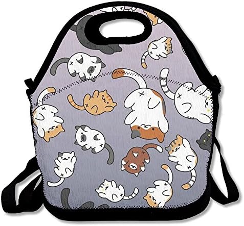 Tie Dye Kitty Cat Graphic Lunch Tote Insulated Reusable Picnic Lunch Bags Boxes Neoprene Food Bag