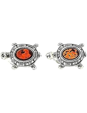 Olivia Collection 925 Sterling Silber Cognac-Bernstein Schildkröten Ohrstecker