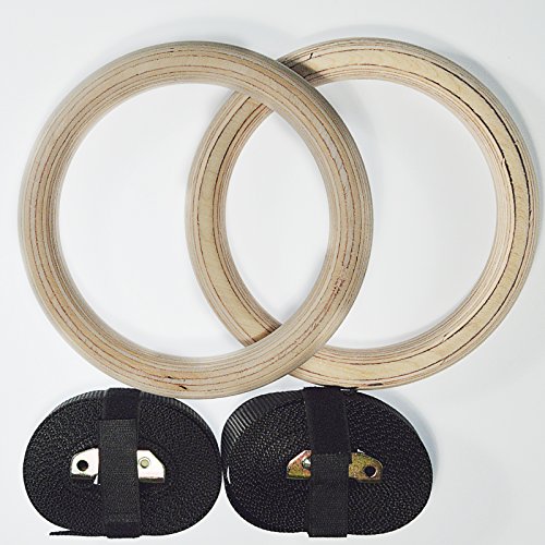 Extreme Fitness® Wooden Gymnastic Olympic Adjustable Rings For Crossfit Strength Gym Training Pull Ups