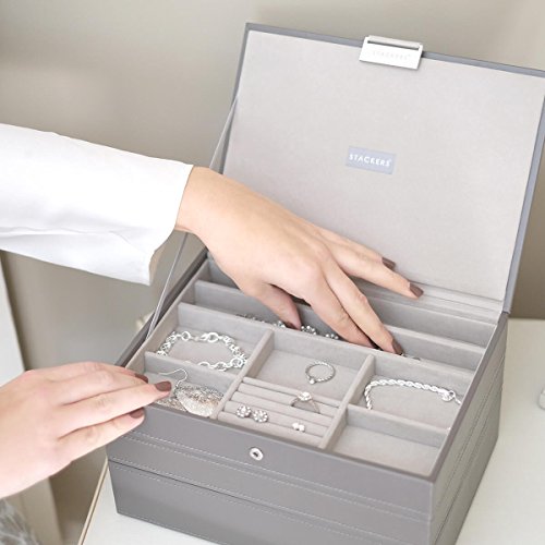 STACKERS Set of 3 ‚CLASSIC SIZE‘ – Mink STACKER Set of 3 Jewellery Box with Grey Velvet Finish Lining - 2