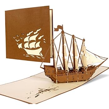 Carte De Voeux Bateau A Voile 3d Pop Up Pour Anniversaire Felicitation Voeux Voilier Voyage Maritime Voilier 3 Cartes Et Papier Cartonne Cartes De Vœux