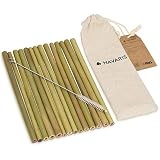 Únicas: Hechas de brotes de bambú naturales, cada una de las 14 pajitas es única. Cada pieza tiene un diámetro aprox. de 8MM, que puede variar ligeramente. Las pajitas miden 195MM de longitud.