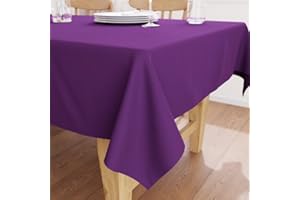 ENCASA XO Encasa Tovaglia Dimensioni 140x230 cm | Tessuto in tela di cotone | Tinta unita Viola intenso | Tovaglia da pranzo per decorazione - Lavabile in lavatrice