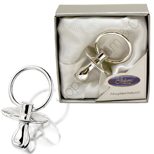 SILVER PLATED CHRISTENING DATA DUMMY GIFT SET BOX BOY GIRL ORNAMENT BIRTH NEW