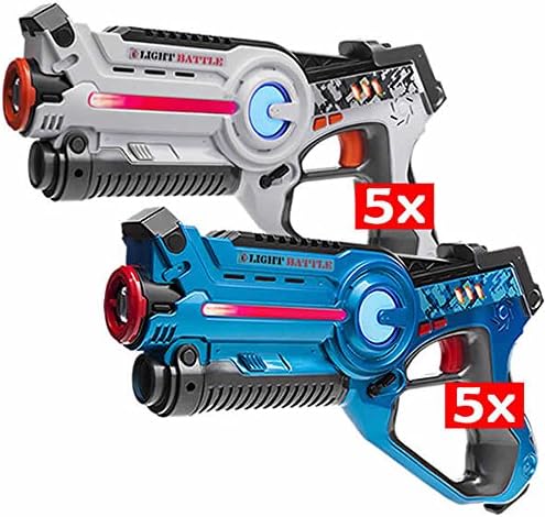 Light Battle Active Laser Tag Kit: 5 laser pistols blue + 5 laser pistols white – Lasertag toy guns - LBAP11034
