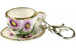 Miniblings Tasse Tasse à café Tasse à thé en Porcelaine Charm Couronne doré Café - Bijoux Fantaisie Main argenté plaqué I Pendentifs - breloque Pendentif - Pendentif pour Bracelet