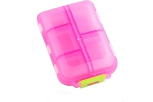 MAIANY Portapillole Settimanale da Viaggio con 10 Scomparti Portatile e Compatto Ideale per Viaggiatori e Anziani Contenitore per Pillole con Custodia Grigia (Rosa)