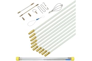 QZATACAEN Fibreglass Fish Tape Cable Rods Fish Stick Wire Running Fish Tape Kit 43 cm x 10 Connectable Cable Puller Pull the Electric Wire Rods with Hooks and Eyelet Pasta