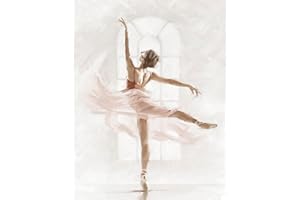 STYLER Pure Canvas Picture 60 x 80 cm (Ready to Hang) - Graceful Ballerina in Fascinating Dance Pose - Elegant Art in Portrait Format