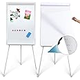 DexBoard 2-Pack Magnetic Dry Erase Easel Set – 36" x 24" Adjustable Height Whiteboard with Tripod Stand, Flipchart Paper, Magnets & Eraser, Great for Office, Classroom & Presentations -White Frame