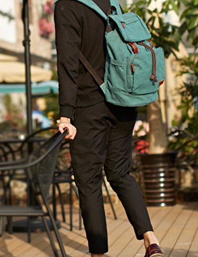 Douguyan Rucksacks for Women Canvas Travel Backpack Outdoor Backpacks Casual Rucksack for College School E00119 Green