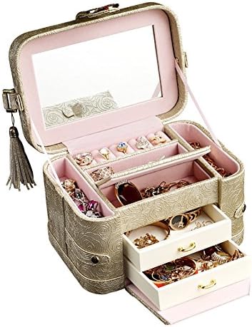 cosmetisc storage box European Style Jewel Case Makeup/Cosmetics Organizer Storage Box Flip-open Cover Drawer Type Jewellery Bag ( Color : A )