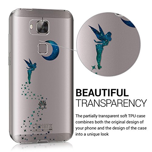 kwmobile Funda para Huawei G8   GX8 - Case para m  vil en TPU silicona - Cover trasero Dise  o hada en azul oscuro petr  leo transparente