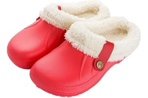 Anttyscar Clogs Gefüttert Damen Herren Warm Hausschuhe wasserdichte Gartenclogs mit Fell Frauen Geschlossen Lined Clogs Winter Plüsch Pantoletten