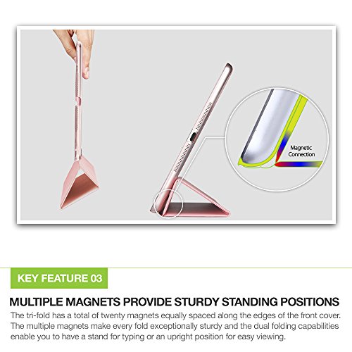 iPad Mini Hülle, ESR® Yippee Series Auto Aufwachen / Schlaf Funktion PU Ledertasche mit Durchschaubar Rückseite Abdeckung Schutzhülle für iPad mini 3/2/1 (Light Rosa) - 8