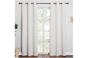 Acomoda Textil – Cortina Opaca para Ventanas 140x265 cm. Cortinas Grandes con Anillas Aislantes Frío, Luz y Calor Ideales para Dormitorio, Habitación, Salón y Comedor. (Beige, 2 Unidades)