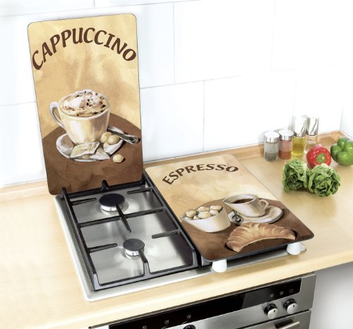WENKO 2521280100 Herdabdeckplatte Universal Kaffee – 2er Set, für alle Herdarten, Gehärtetes Glas, Mehrfarbig - 4