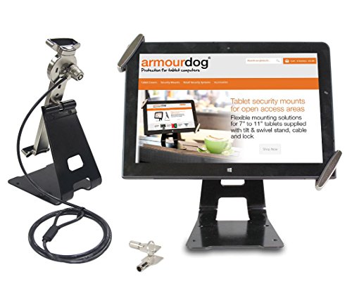 Pulsera ourdog - Soporte universal para tablets, seguro, gira 360 °, función de inclinación, cable de bloqueo, para Apple iPad Air/iPad 2/3/4/iPad Mini, Lenovo ThinkPad 8/10, Dell Venue, HP ElitePad, Samsung Galaxy Tab, Android, etc. Compatible con la mayoría de los portátiles en las tallas 17,8 cm, 20,3 cm, 22,9 cm, 25,4 cm, 27,9 cm (7, 8, 9, 10, 11 pulgadas)
