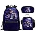 Produktbild Nopersonality Kinder Rucksack für Jungen Mädchen Kinder Schultasche und Lunchbox Tasche Federmäppchen Set Elementary Middle School, Wolf School Bag Set (Schwarz) - Nopersonality