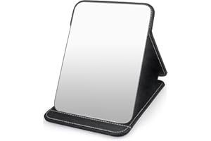 Pitasha Espejo de Maquillaje Portátil de Viaje con Soporte Espejos Compactos de Sobremesa, HD Espejo Plegable de Sobremesa con Ángulo de Soporte Múltiple de Mano Libre