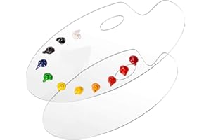 ‎DARENYI DARENYI 2 Stück Mischpalette Stücke Mischpaletten für Ölfarben Acryl Transparent Oval Art Palette mit Griffloch für DIY Kunst Malerei