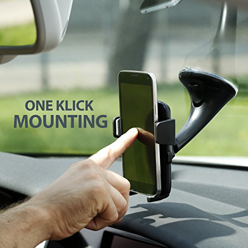 Supporto Arendo per smartphone, inserimento rapido, snodato a 360Â° e ventosa | Tenuta universale automatica per veicoli | Adatto per i telefoni mobili / smartphone / phablet / apparecchiature di navigazione | portatile | compatibile con il respingente / Case / Custodia