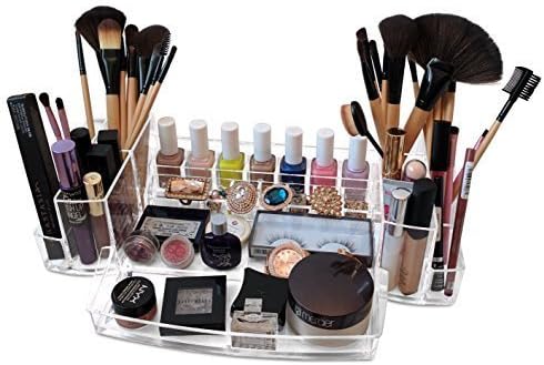 Oi Labels™ Large Clear Acrylic Make-Up / Cosmetic / Jewellery / Nail Polish Organiser Display Stand (with high grade 3mm acrylic). Gift Boxed.