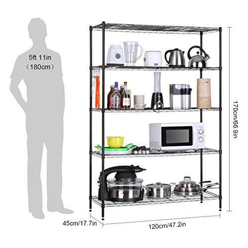 LANGRIA Regal 5 Ablage Schwerlast Regal Übergroß Standregal für Schwer Artikel Garage, Küche 441 lbs Kapazität - 4