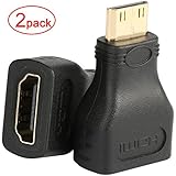 Postta Mini HDMI Adapter(2 Pack) Male to Female Gold Plated HDMI Connector