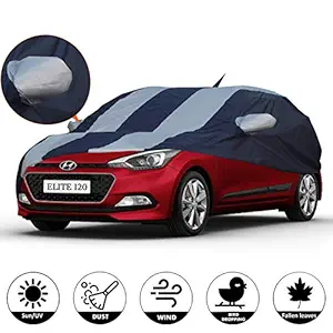 AllExtreme I7005 Car Body Cover for Hyundai Elite i20 Custom Fit Dust UV Heat Resistant for Indoor Outdoor Protection (Blue-Silver with Mirror)