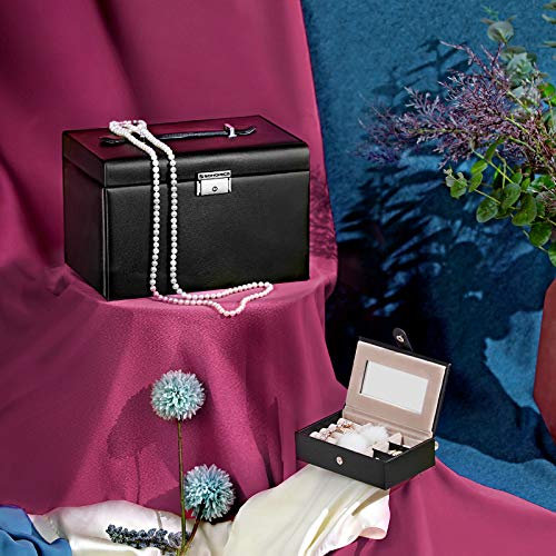 Songmics Schmuckkästchen Schmuckkoffer mit 2 Schubladen Spiegel JBC121B - 6