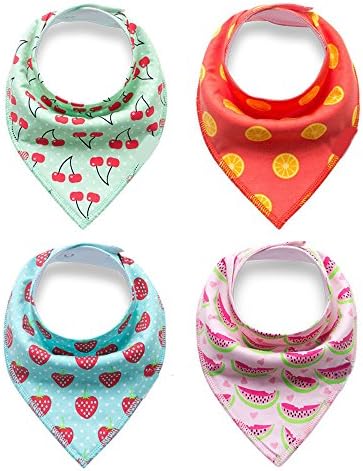 Baby Bibs 4-Pack Drool Bandana ,Hypoallergenic Unisex Gift Set for Drooling and Teething, 100% Organic Cotton, Soft and Absorbent for Boys and Girls