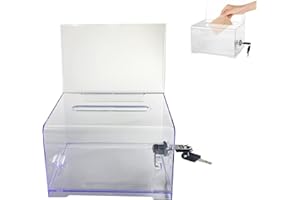 Eylkeup Scatola per donazioni acriliche, con serratura, urna acrilica con serratura per commentare, votare, donare, raccogliere biglietti da visita, voti