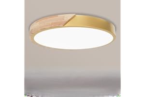 Rravdst LED Ceiling Light Panel - 30W 3000LM, 3000K-4000K-6000K 3 Color Temperature, IP54 Waterproof Round LED Flush Mount Ceiling Light for Bedroom, Bathroom, Kitchen, Hallway, Ø30CM Gold