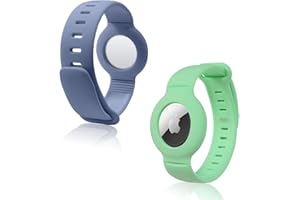 Garegce Airtag Bracelet for Kids, 2 Pack Air Tag Watchband Holder Waterproof Silicone Soft Watchband Protective Case for Kids Pet- Blue/Green