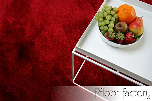 Exklusiver Hochflor Shaggy Teppich Satin rot 80×150 cm – edler, seidig glänzender Teppich - 3