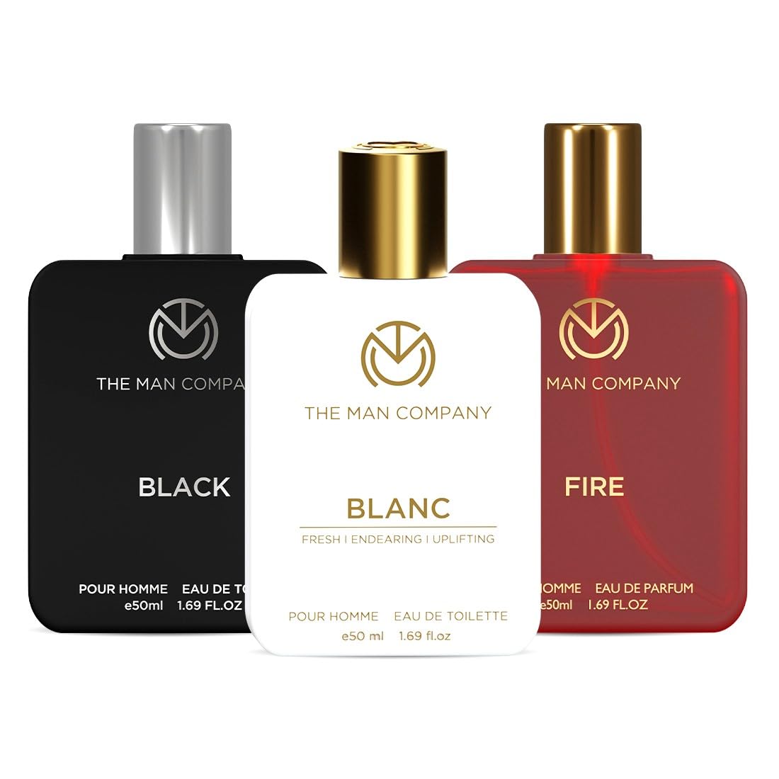 The Man Company Eau de Toilette Trio, 50ml each - Fire, Blanc, Black | Perfume for Men | Premium Luxury Long-Lasting Perfume 