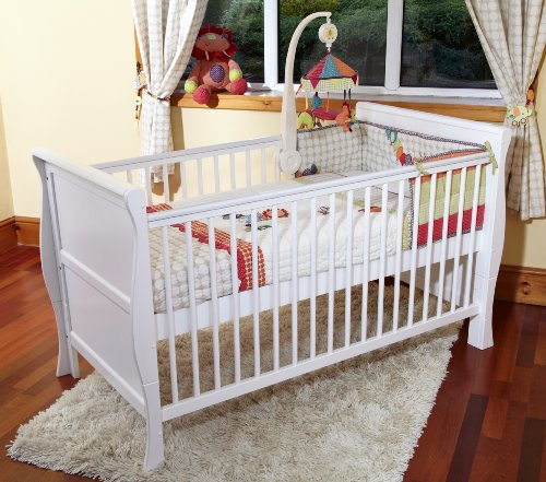 POPPY'S PLAYGROUND SCARLETT WHITE COT BED & COTBED FOAM SAFETY MATTRESS