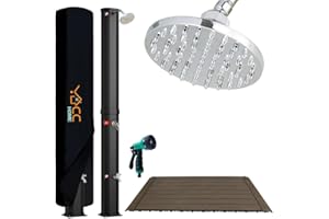 CCLIFE Prysznic słoneczny 35/40L Prysznic ogrodowy Prysznic basenowy Prysznic deszczowy Prysznic na zewnątrz Prysznic ogrodowy Ciepła woda. Color:40L-Czarny z deską