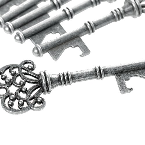 Flaschenöffner Kupfer Hochzeit antik rustikal Bräutigamform Alice im Wunderland Schlüsselanhänger Hochzeit & Party Geschenk – Silber, one size - 5