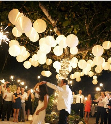 10 Stücke weiß Papierlaterne Laterne Deko Feier Lampions Papierlampen (6")