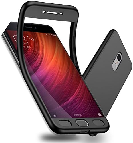 Redmi Note 4X / Note 4 Case, WindCase 360° Full Body Case [with Tempered Glass Screen Protector] Soft TPU Silicone Anti-slip Protective Case Cover for Xiaomi Redmi Note 4 / Note 4X Black