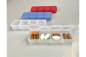 ORTHOMED Medikamentendispenser, Pillenbox, Pillendispenser, Set mit 3 Stück, Farben: blau, rot, weiß