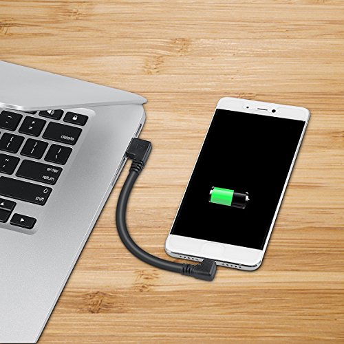 MXtechnic USB 2.0 Kabel 90° High Speed A-Stecker auf Micro-B-Winkelstecker Ladenkabel Vergoldet Rechts Winkel Datenkabel Schwarz (10 cm) - 9