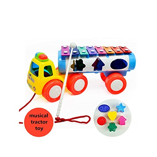 Itian 3 in 1 Kinder Traktor Kunststoff-Spielzeug-Xylophon mit Musik Form Sorter (Blau / Grün Farbe gelegentlich) - 4