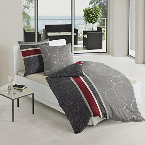 Bierbaum 6230_08 Mako-Satin-Bettwäsche Dessin 135 x 200 cm + 80 x 80 cm, grau - 2