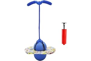 Chingcoo Pogo Stick pour enfants, équipement de sport pour enfants, bâton sauteur avec poignée à cordon de serrage, convient pour barre sauteuse avec enfants (épissure bleue)