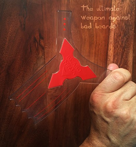 Der BEARD NINJA – Bart Schablone | Bart Gestaltung Werkzeug | Styling Vorlage. Bartformer stylen schablone für perfekte symmetrie. Trimmed und stylen symetrischer Bartform. TRANSPARENTE Styler + ANTI-RUTSCH GRIFF. Kurven-/Stufen-/gerader Schnitt, Spitzbart und perfekte Nackenlinie - 2